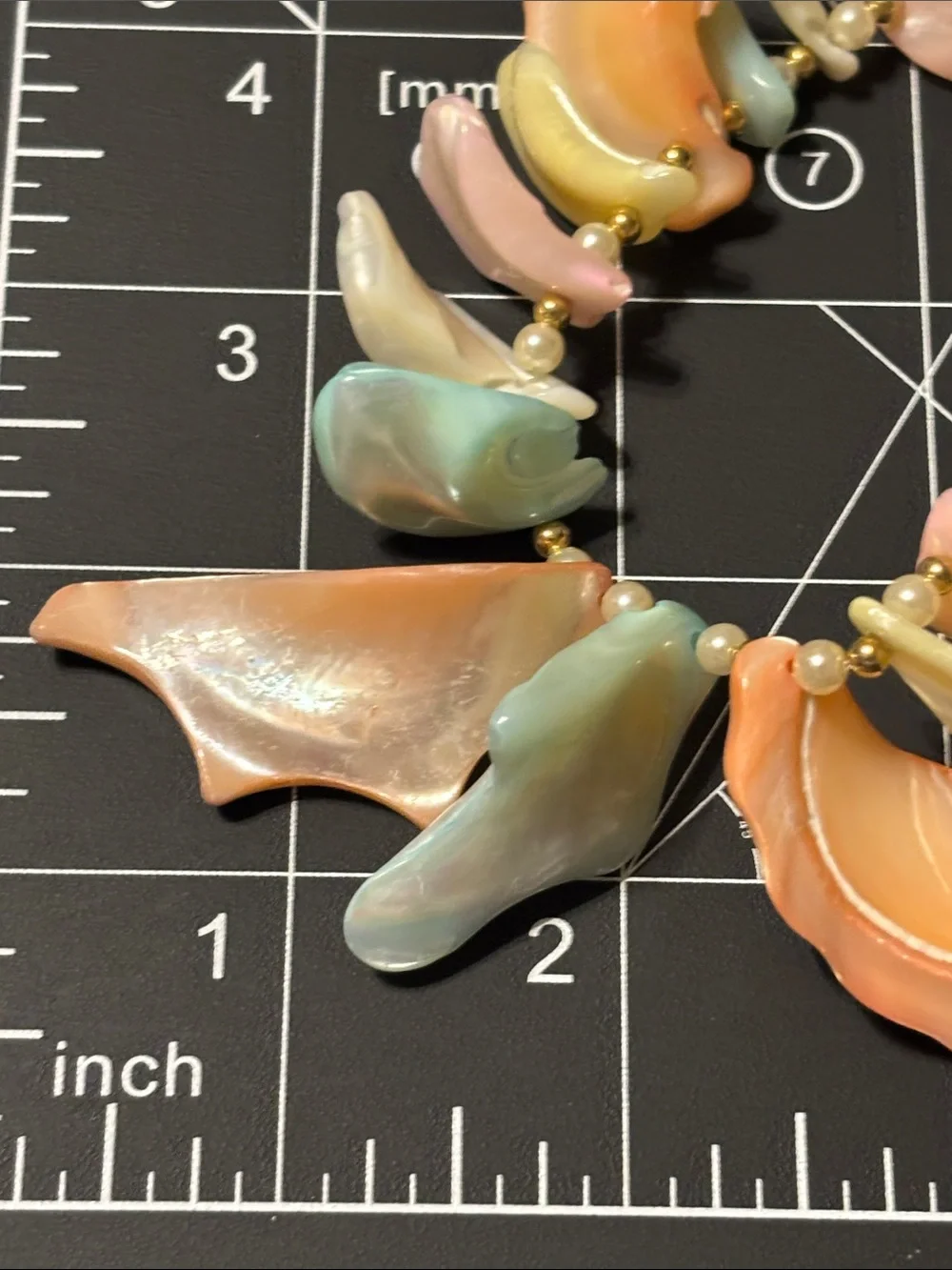 Pastel‎ Shell Drop Necklace and Earrings Cream and Multicolor MOP Chip Necklace